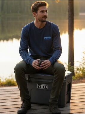 YETI Men's Navy Long Sleeve Tee
